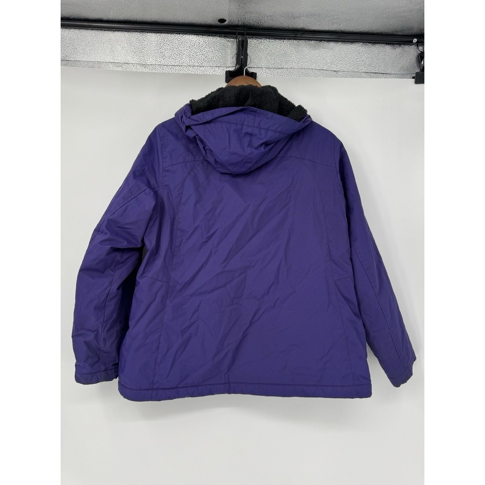 LL Bean Winter Warmer Coat Purple Womens Fleece Lined Hooded Jacket Gorpcore L - Picture 11 of 14